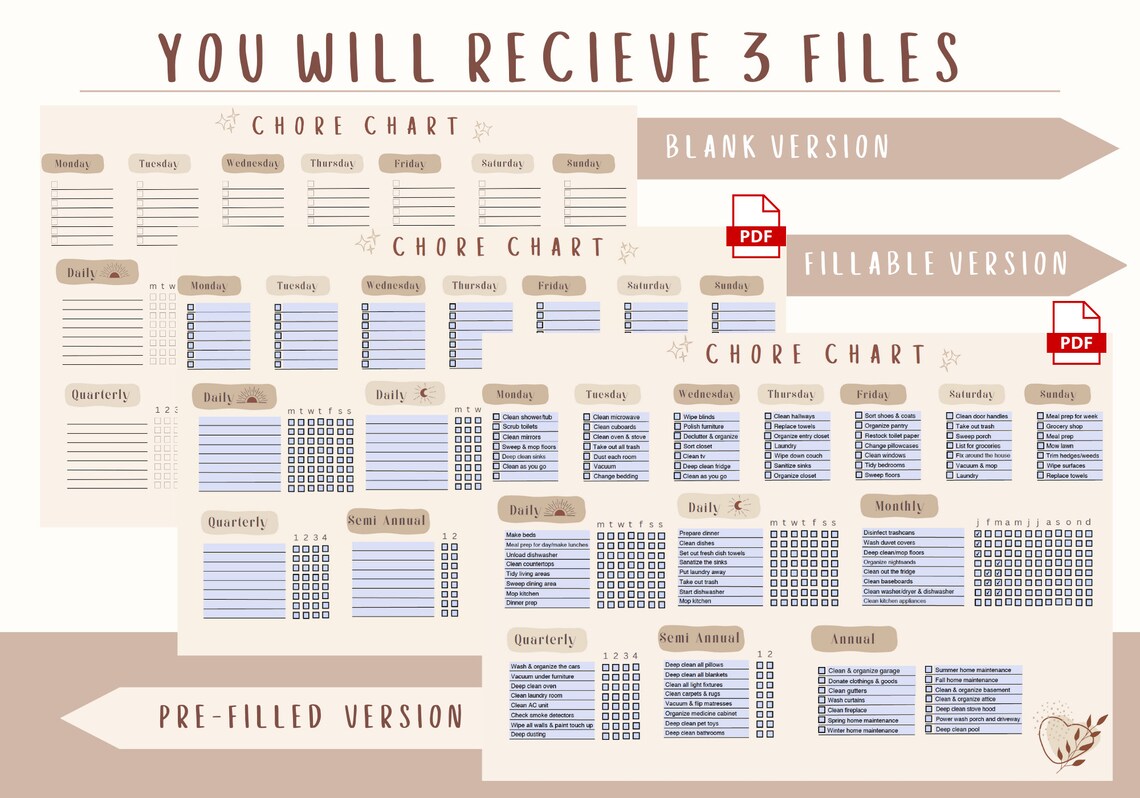 Adult Chore Chart for Adults ADHD Chore Chart Cleaning Checklist ...