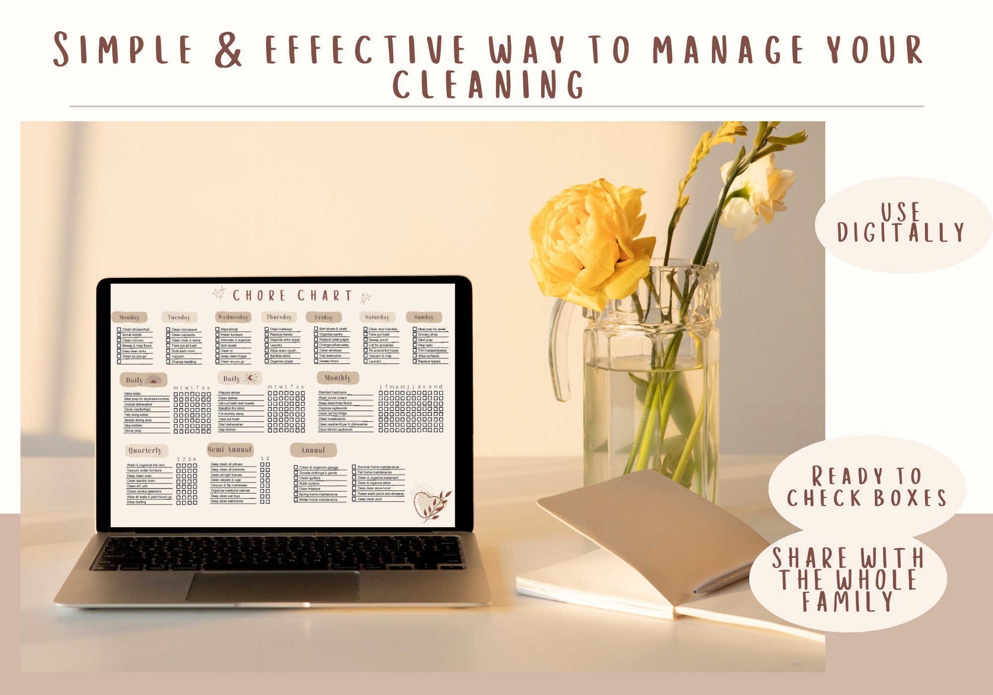 Adult Chore Chart for Adults ADHD Chore Chart Cleaning Checklist ...