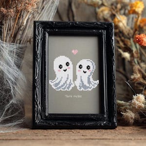 You are my boo cross stitch pattern PDF - cute funny easy small halloween ghost love fall autumn heart spooky cs26