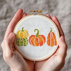Tiny pumpkin cross stitch pattern PDF - thanksgiving harvest farm autumn beginner pattern cute fall mini easy cs23