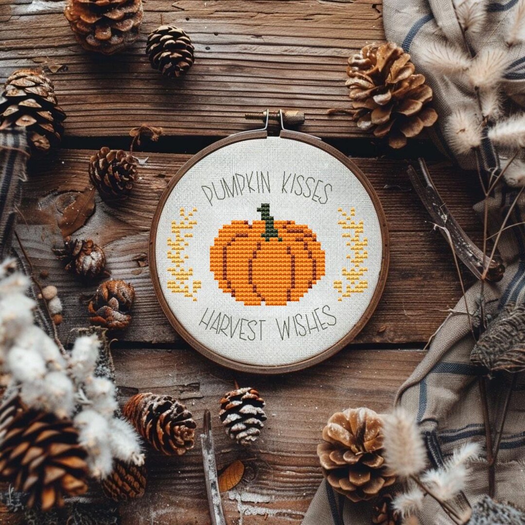 Cozy Pumpkin Cross Stitch Pattern PDF - Mini Thanksgiving Autumn Small ...