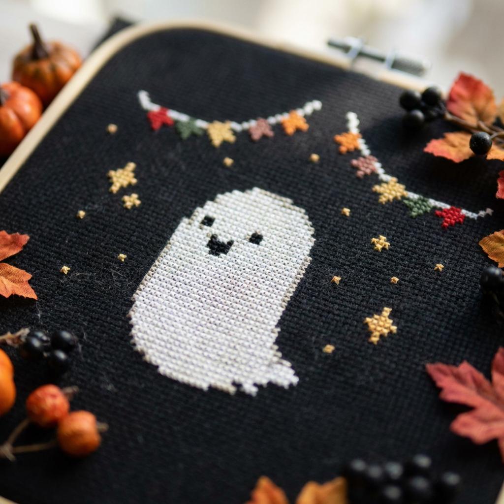 Fall Ghost Cross Stitch Pattern PDF - Cute Funny Easy Small Halloween ...
