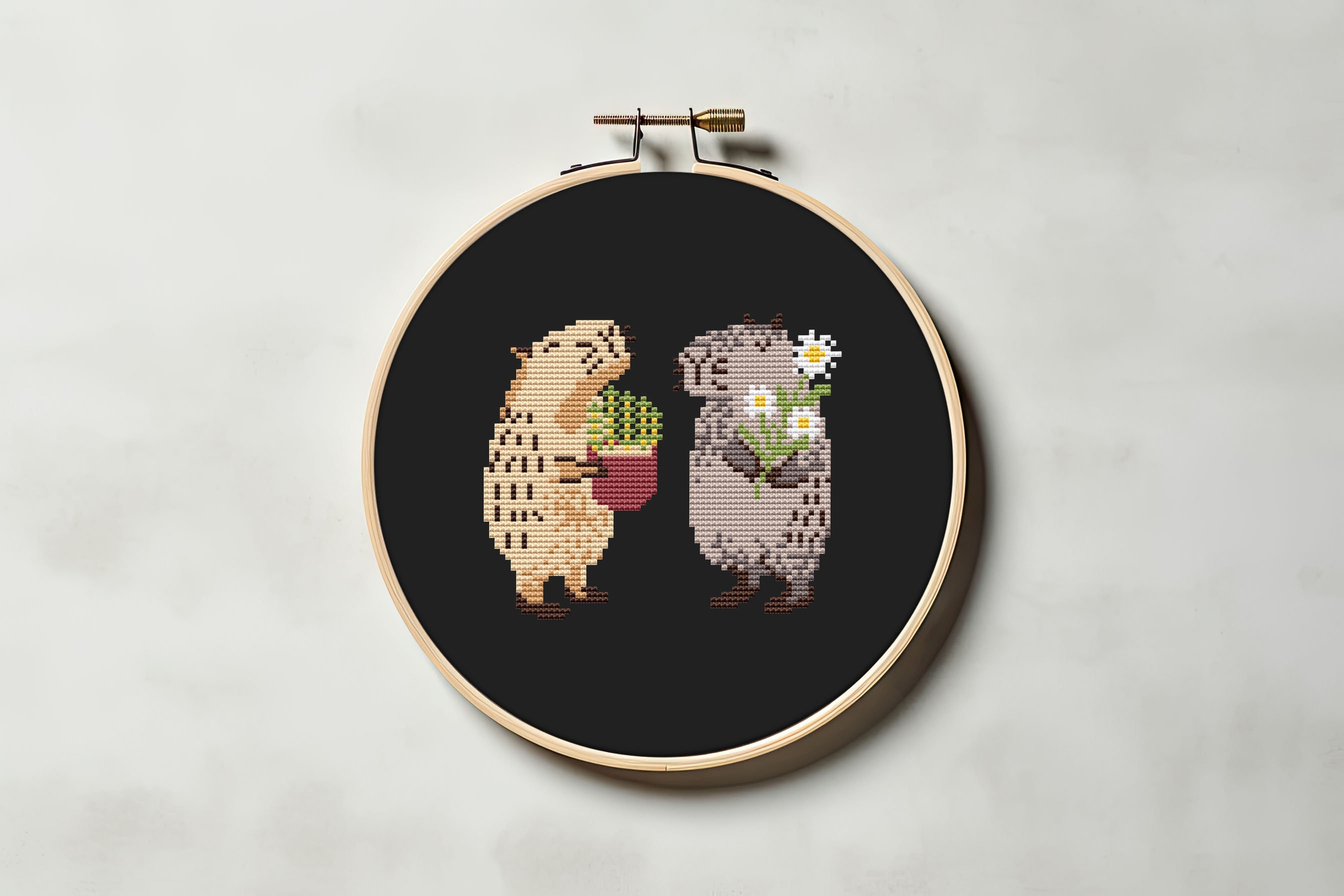 Capybara with friend & fruits cross stitch pattern PDF bundle 