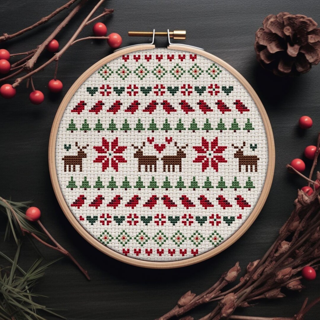 Nordic Christmas Cross Stitch Pattern PDF - Easy Scandinavian Folk ...