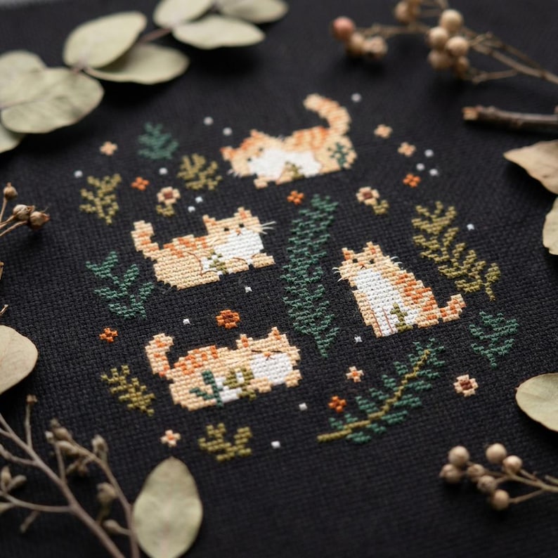 Orange Cats cross stitch pattern PDF - Playful Kitten, Cute Pet Art for Cat Lovers cs88 image 4