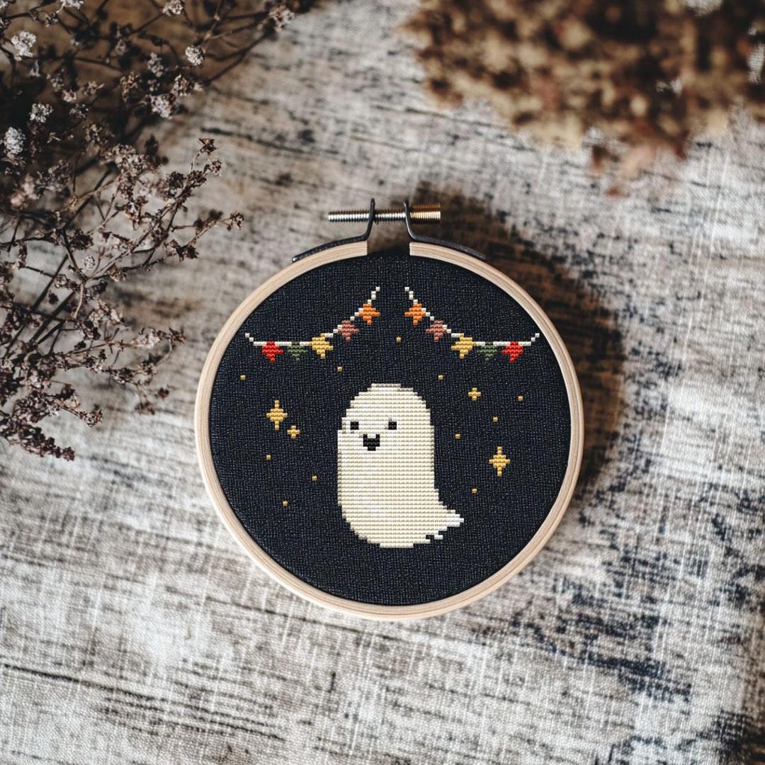 Fall Ghost Cross Stitch Pattern PDF - Cute Funny Easy Small Halloween ...