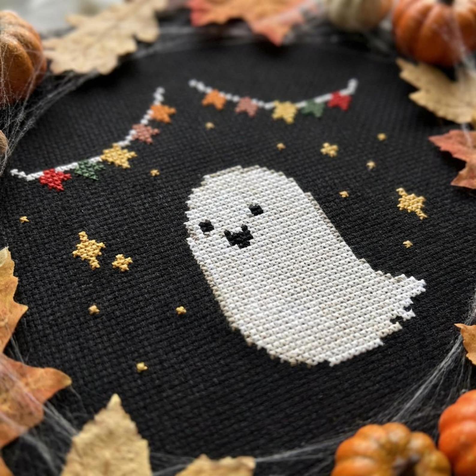 Fall Ghost Cross Stitch Pattern PDF - Cute Funny Easy Small Halloween ...