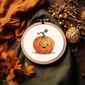 Cute Small Pumpkin Cross Stitch Pattern PDF for Beginners Easy Happy ...