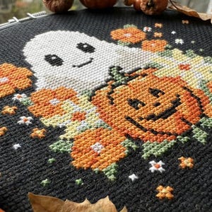 Flower Ghost Cross Stitch Pattern PDF - Cute Funny Easy Small Halloween ...