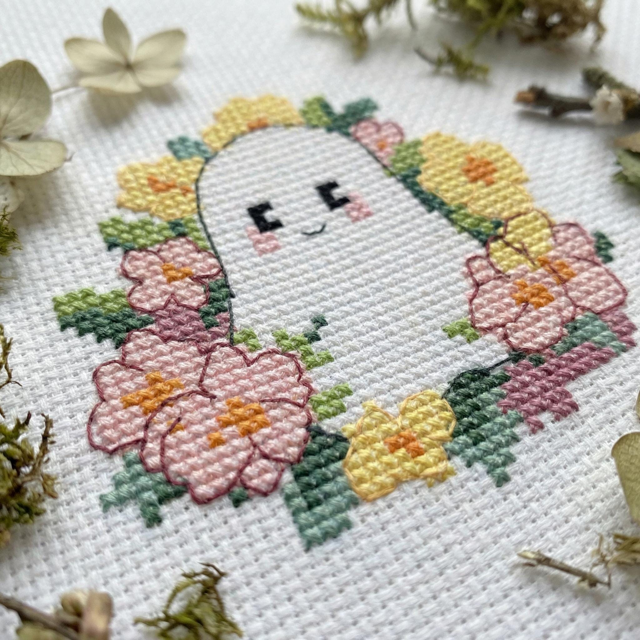 Mini Floral Ghost Cross Stitch Pattern PDF - Easy Simple Summer Flower ...