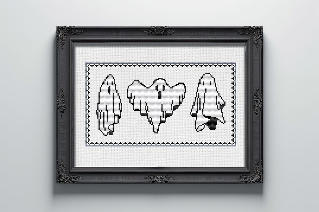 Ghost Sampler Cross Stitch Pattern PDF - Easy Spooky Gothic Embroidery ...