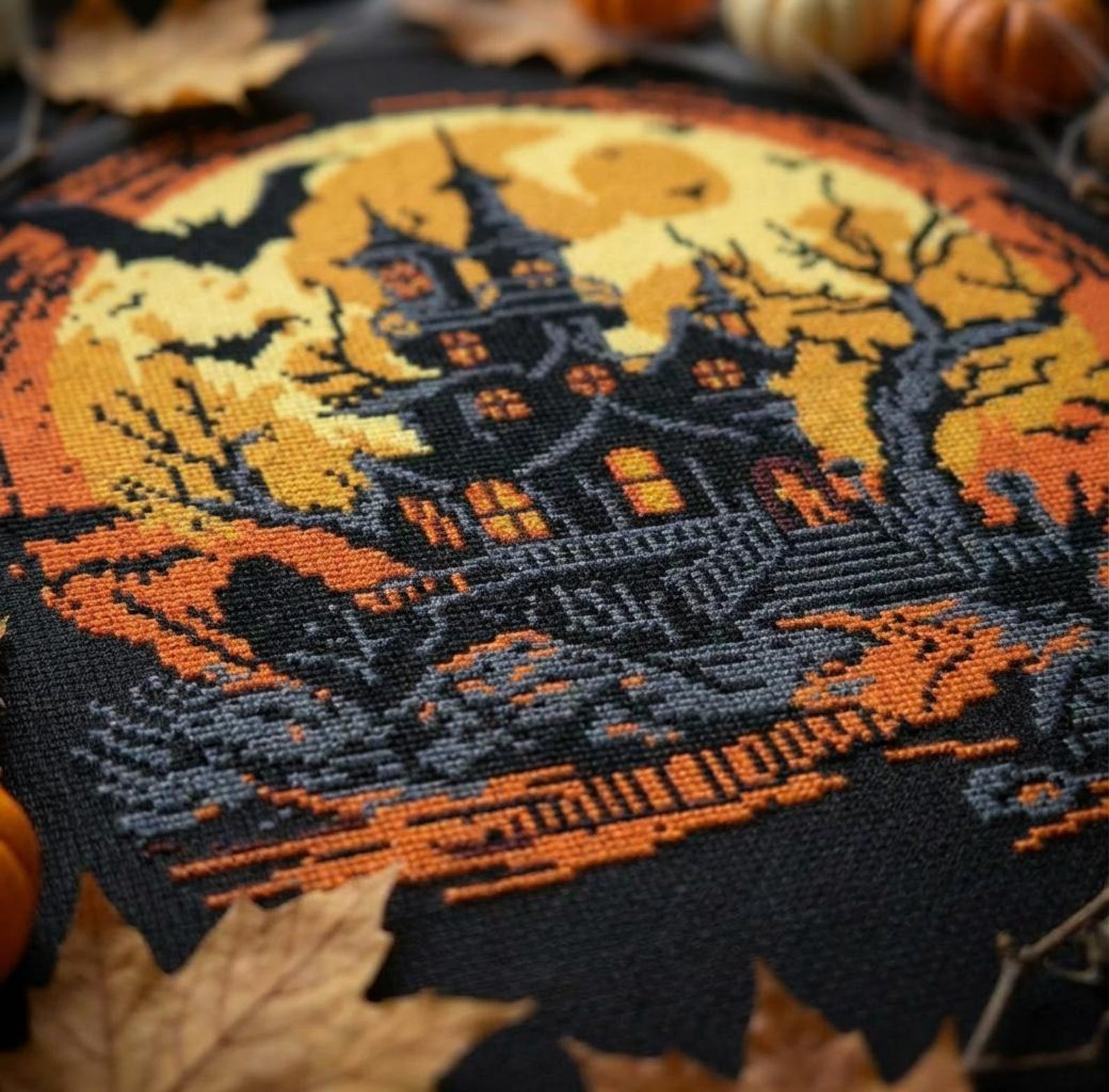 Haunted House Cross Stitch Pattern PDF - Gothic Creepy Witch Witchcraft ...