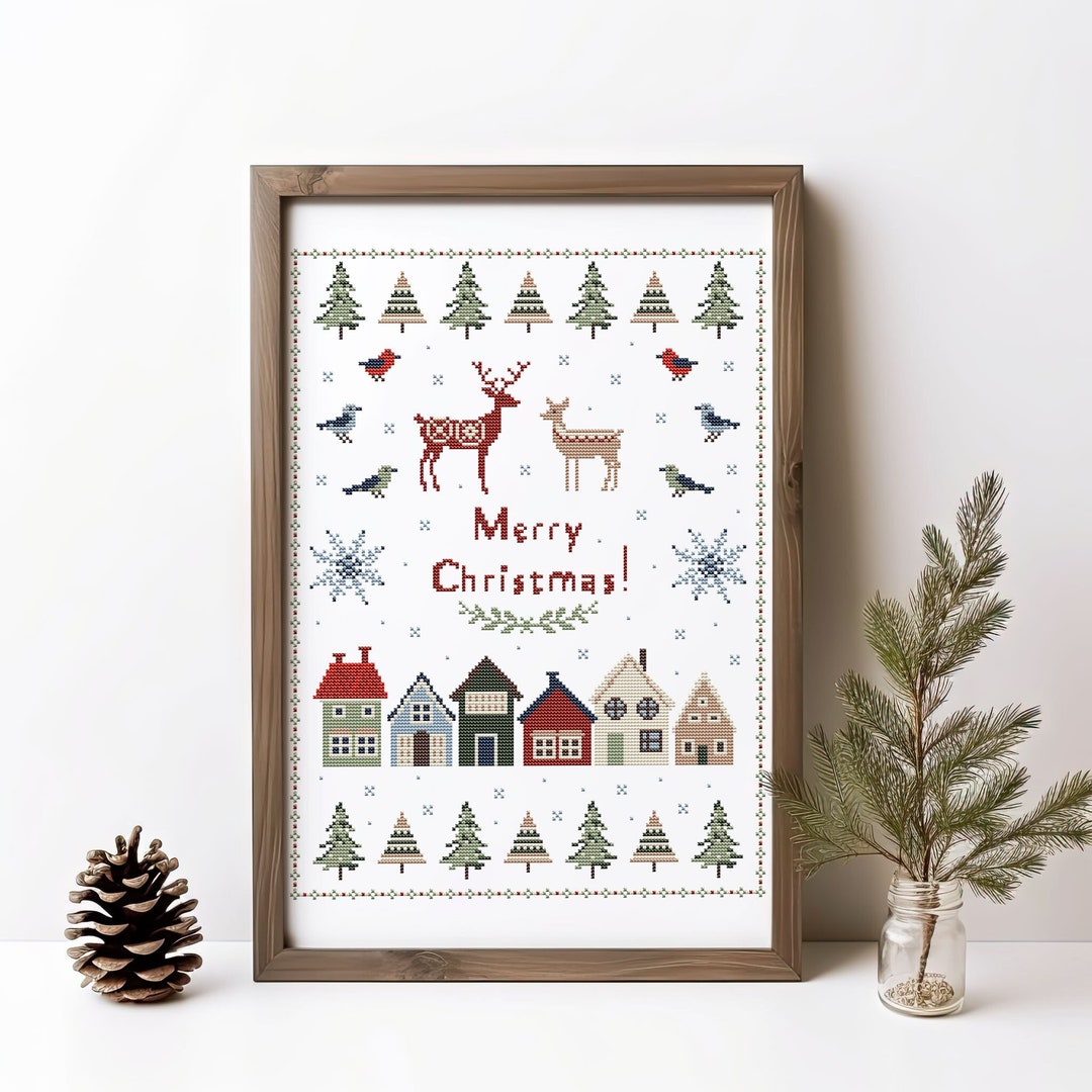 Nordic Christmas Cross Stitch Pattern PDF Christmas Sampler Winter