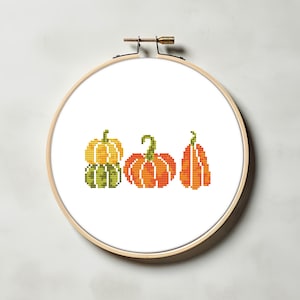 Tiny pumpkin cross stitch pattern PDF - thanksgiving harvest farm autumn beginner pattern cute fall mini easy cs23