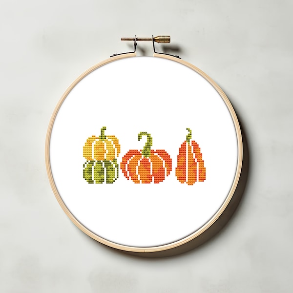 Tiny pumpkin cross stitch pattern PDF - thanksgiving harvest farm autumn beginner pattern cute fall mini easy cs23