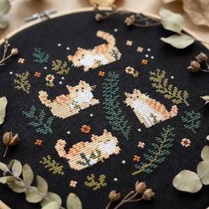 Orange Cats cross stitch pattern PDF - Playful Kitten, Cute Pet Art for Cat Lovers cs88 image 2