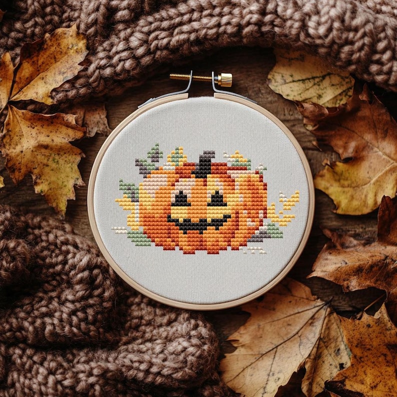 Mini Jack O Lantern Cross Stitch Pattern PDF - Halloween Pumpkin Small ...