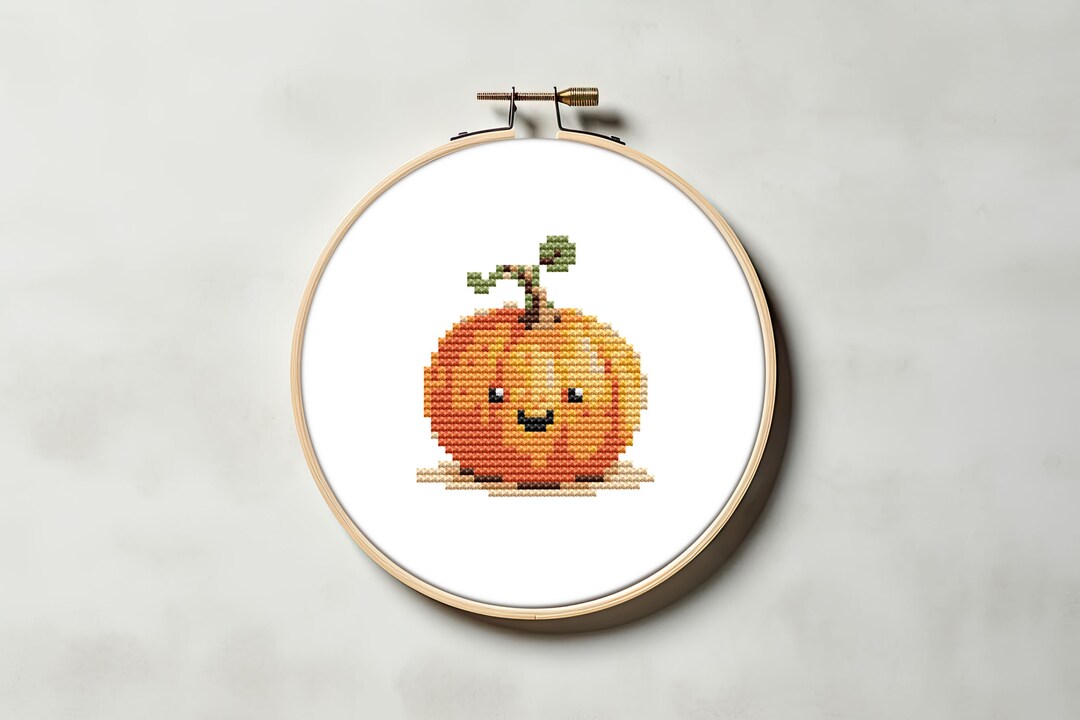 Cute Small Pumpkin Cross Stitch Pattern PDF for Beginners Easy Happy