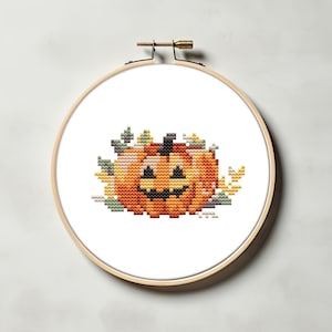 Mini jack o lantern  cross stitch pattern PDF - halloween pumpkin small autumn harvest garden cute funny easy fall spooky cs41