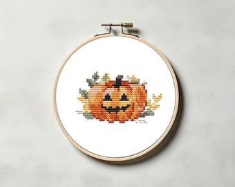 Mini jack o lantern  cross stitch pattern PDF - halloween pumpkin small autumn harvest garden cute funny easy fall spooky cs41