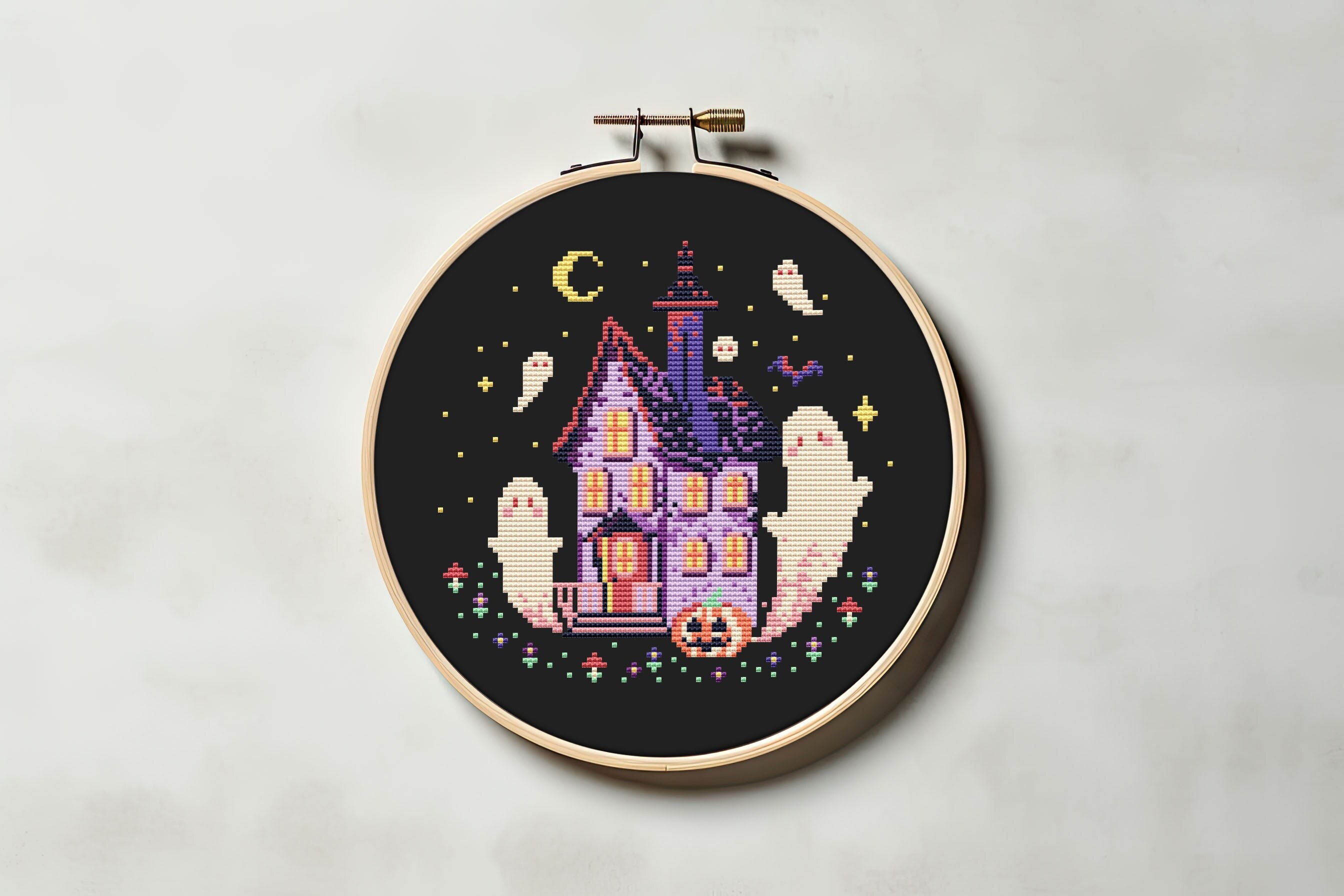 Halloween Creepy House Cross Stitch Pattern PDF - Funny Haunted House ...