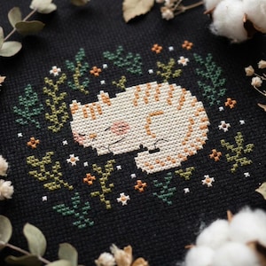 Patrón de punto de cruz "Gato durmiendo" (PDF) - cs87