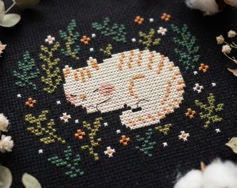 Sleeping Cat cross stitch pattern PDF - cs87