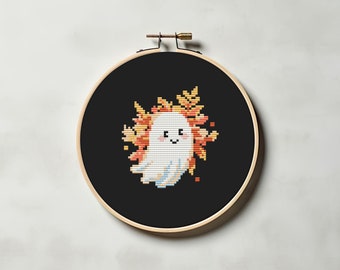 Mini fantasma schema punto croce PDF - autunno carino divertente facile piccolo halloween autunno spettrale inquietante moderno cs39