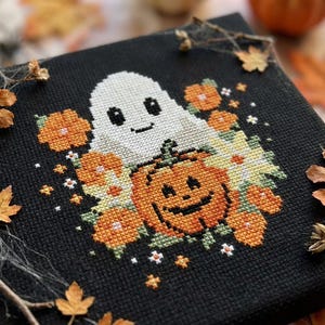 Flower Ghost Cross Stitch Pattern PDF - Cute Funny Easy Small Halloween ...