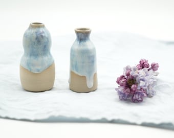 Set aus zwei Minivasen, handgetöpferte Keramik