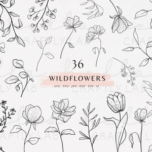 Botanische SVG, minimalistische bloemen, bloemen SVG, botanische svg-bundel, bloemen svg, lineart bloementattoo, geboortebloem SVG, minimalistische tattoo
