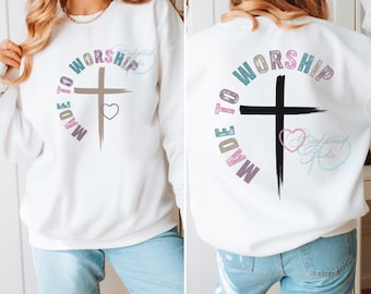 Made to Worship PNG: Cross & Heart Religious Design (Digital Download)