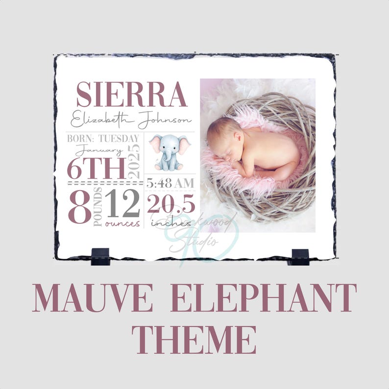 Personalized Baby Birth Stat Slate Designs: Photo Window (digital ...