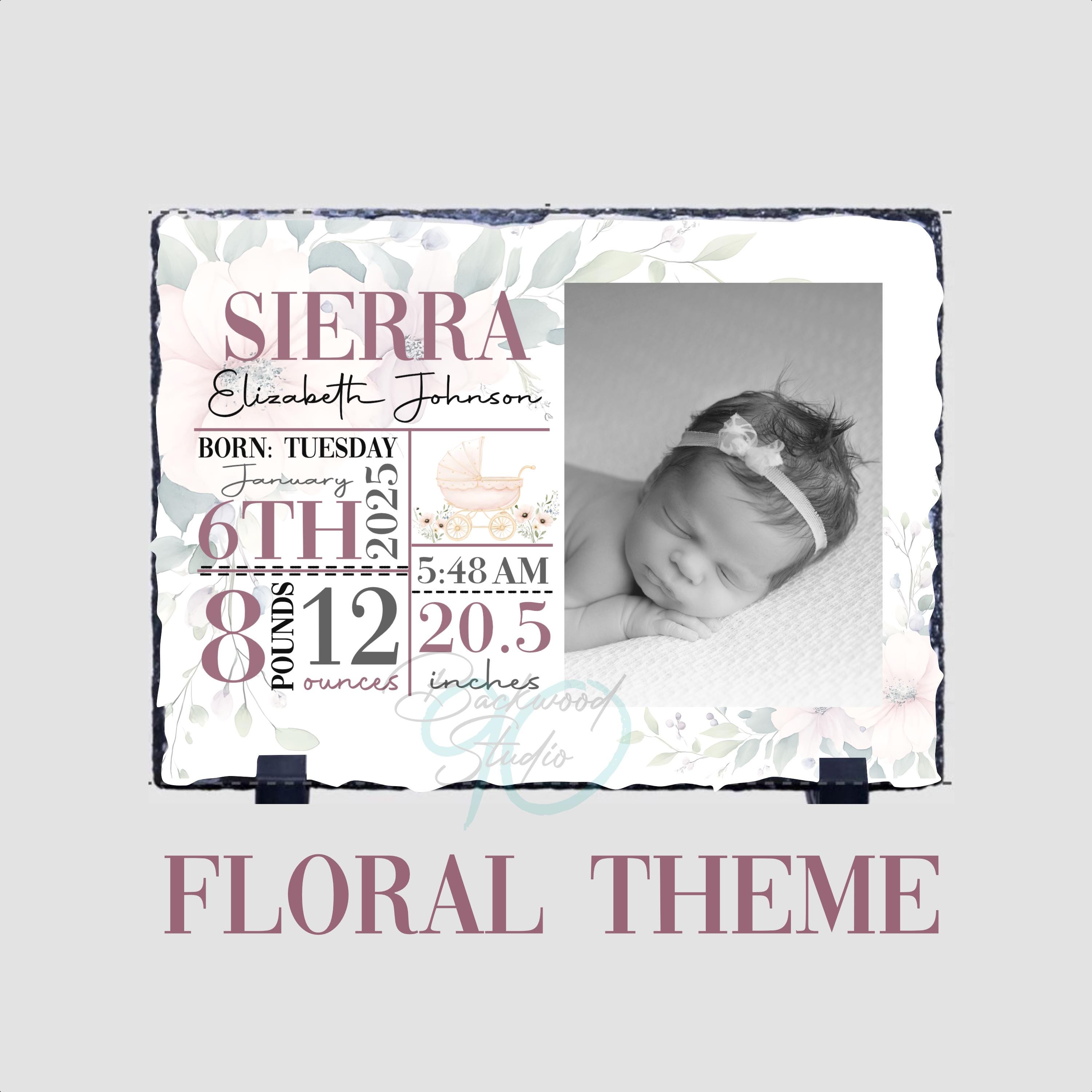 Personalized Baby Birth Stat Slate Designs: Photo Window (digital ...