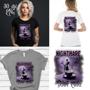 Nightmare Before Coffee PNG: Halloween Digital Design (300 DPI)