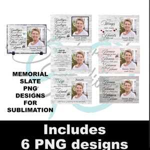 6 diseños de pizarras conmemorativas para sublimación (PNG) / Plantillas conmemorativas de alta calidad
