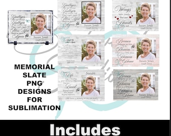 6 Memorial Photo Slate Sublimation Designs PNG | High-Quality Memorial Templates
