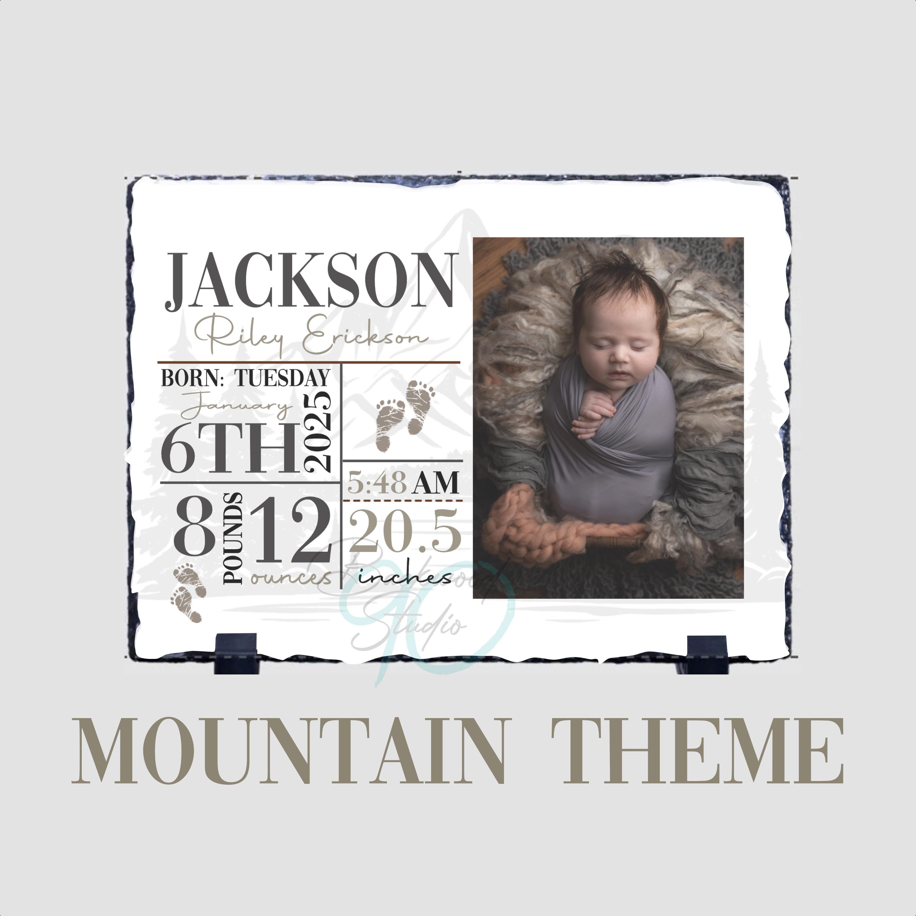 Personalized Baby Birth Stat Slate Designs: Photo Window (digital ...