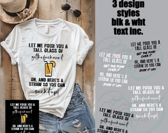 Sarkastisches Zitat PNG Bundle: Hohes Glas Get Over It (Digitaler Download)