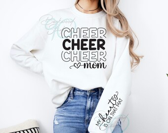 Cheer Mom Shirt Design: My Heart is on That Mat PNG (Digital Download)