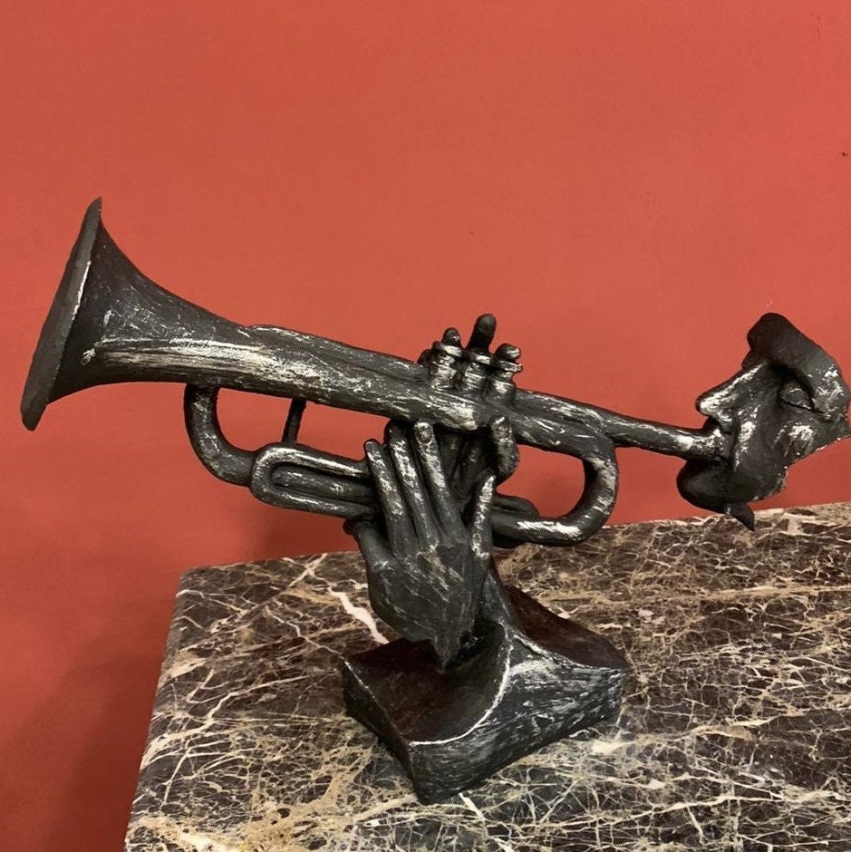 Bust Sculpture of a Trumpet Playing Face Etsy
