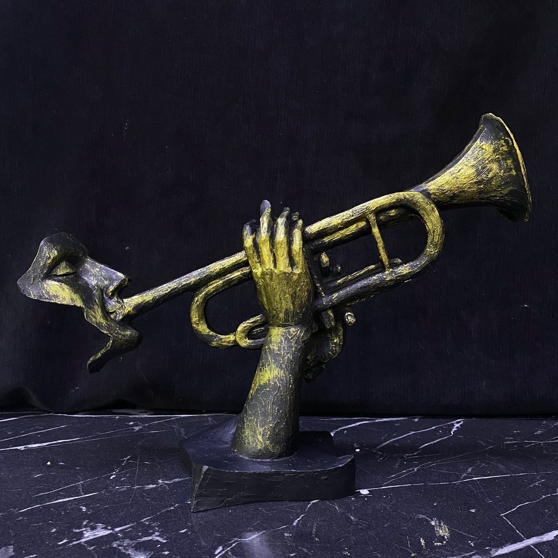 Bust Sculpture of a Trumpet Playing Face Etsy