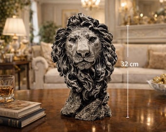 Majestatyczna rzeźba lwa, 32 cm, dekoracja z poliestru w kształcie zwierzęcia królewskiego