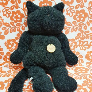 Rare Sigikid Moonshine Gang chat noir en peluche Ufo en peluche - Fabriqué en Allemagne - grande peluche lestée avec étiquettes originales, poupée de collection pour collectionneur