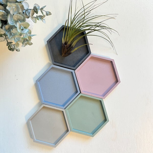 Concrete - Hexagone Tray - Trinket Tray for Jewelry - Drink Coaster - Cup Holder - Modern Decor - Colorful Organizer - Accent - Incense