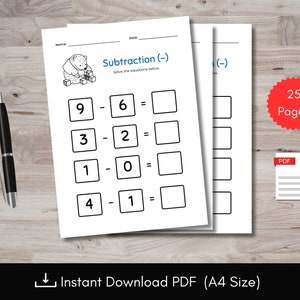 Easy Cute Bear Subtraction Worksheets for kids, Subtracting Numbers Within 10 Worksheets, Math Practice, Great Maths Resources for Preschool