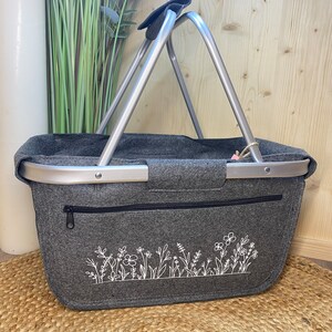 Filzkorb Blumenwiese / Einkaufskorb / Muttertag / Geschenke für Frauen / Mama / Oma