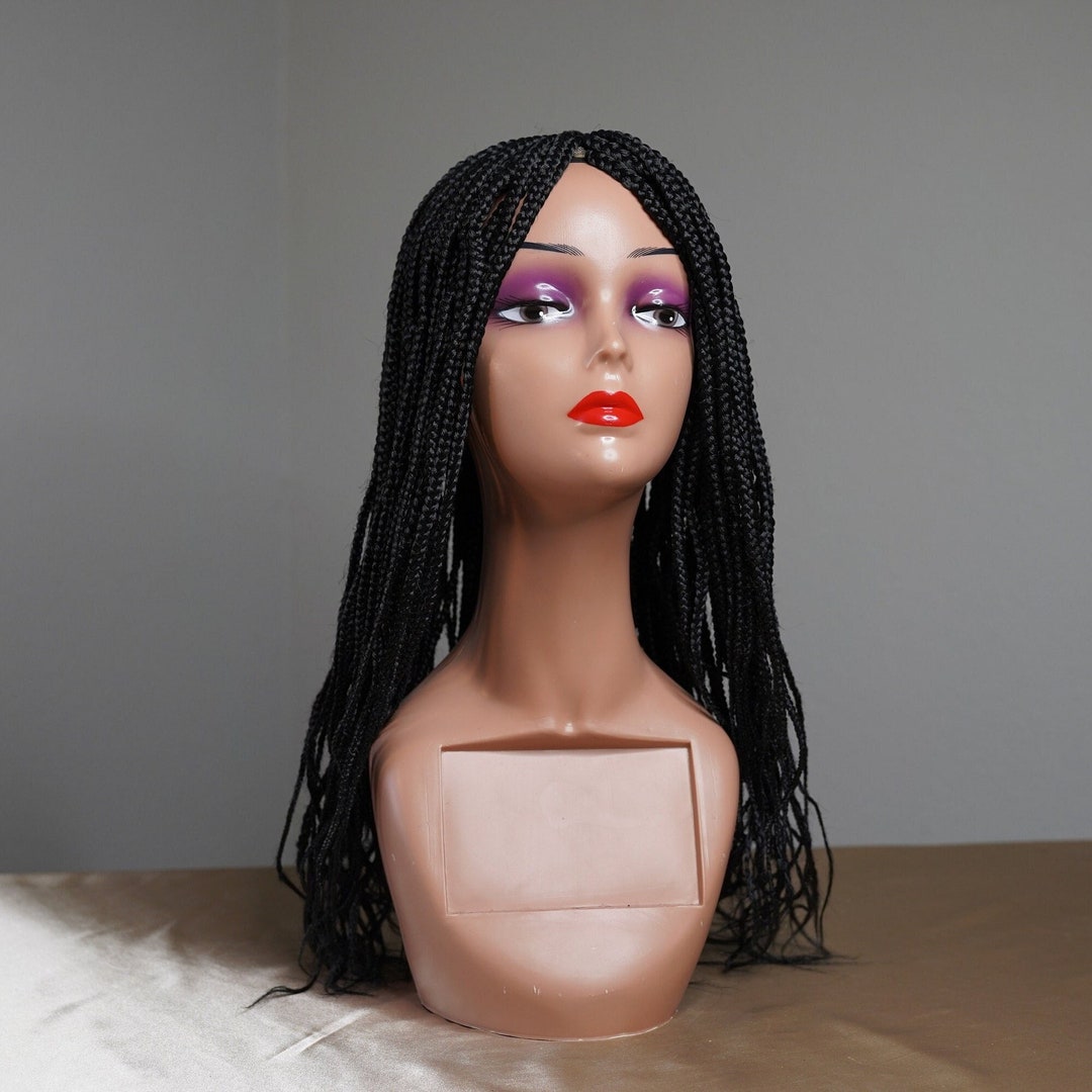 Braided Box Braid Wig Knotless Braided Wig Box Braid Curls Etsy