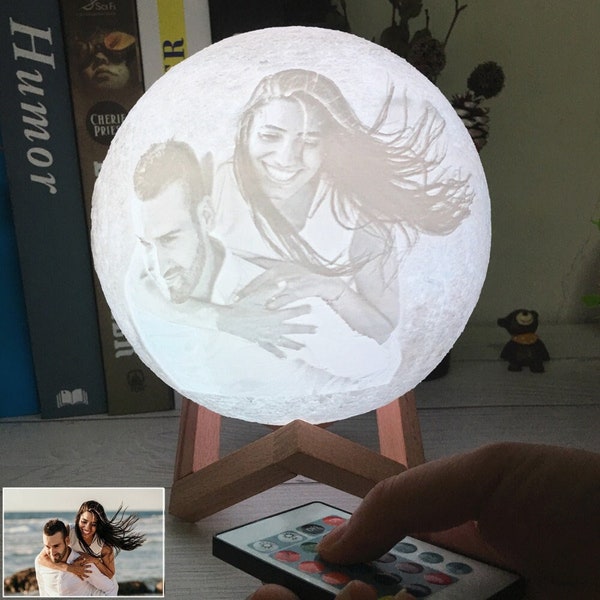 Personalisiertes 3D-Foto gedruckt Mondnacht-Mondlampe, Personalisierungs-Mondmond-Lampen-Nachtlicht, benutzerdefinierte Fotolichter, Weihnachtsgeschenk