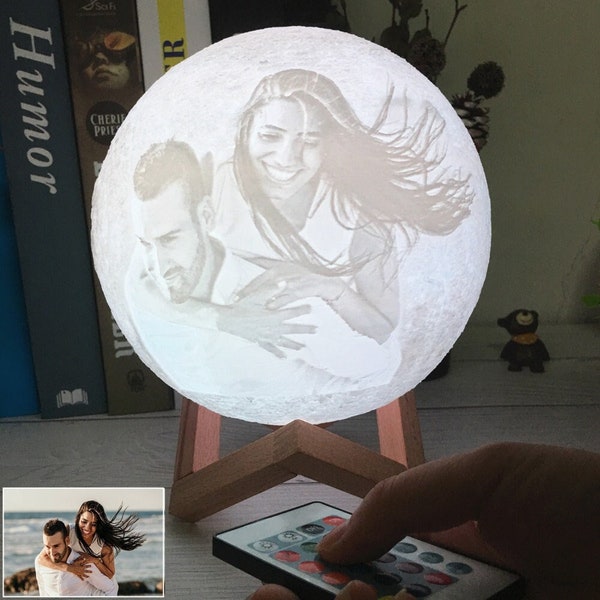 Personalized 3d Photo printed Lunar night Moon Lamp,Personalization Lunar Moon Lamp Night Light, Custom photo lights, Christmas Gift